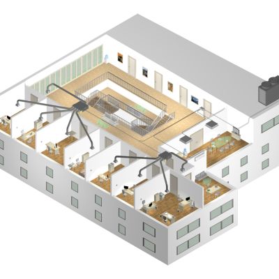 Biurowiec z wykorzystaniem systemu niezależnej dystrybucji powietrza